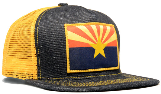 Arizona Flag Made In USA Denim Trucker Hat 