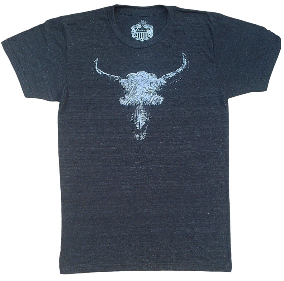 Bison Skull Men's Charcoal T-Shirt