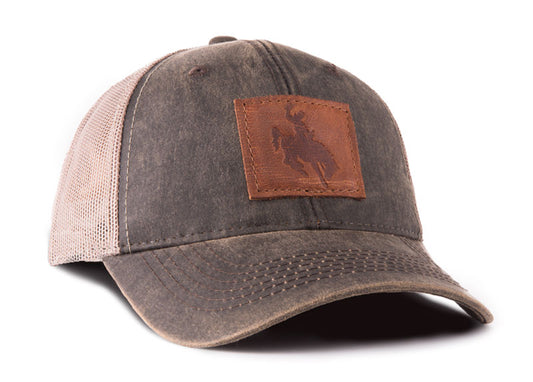 Wyoming Bronco Outback Leather Trucker Hat