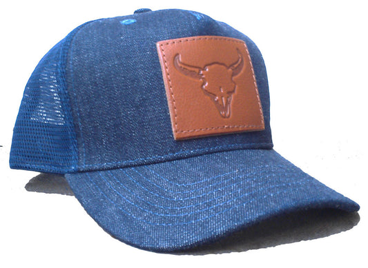 Denim Bison Skull Trucker